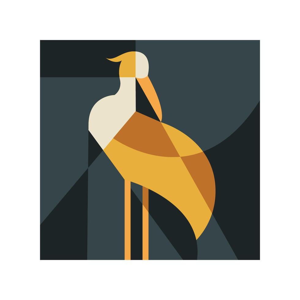ILLUSTRATION 152, GEOMETRIC ILLUSTRATION OF ABSTRACT CRANE OR STORK vector