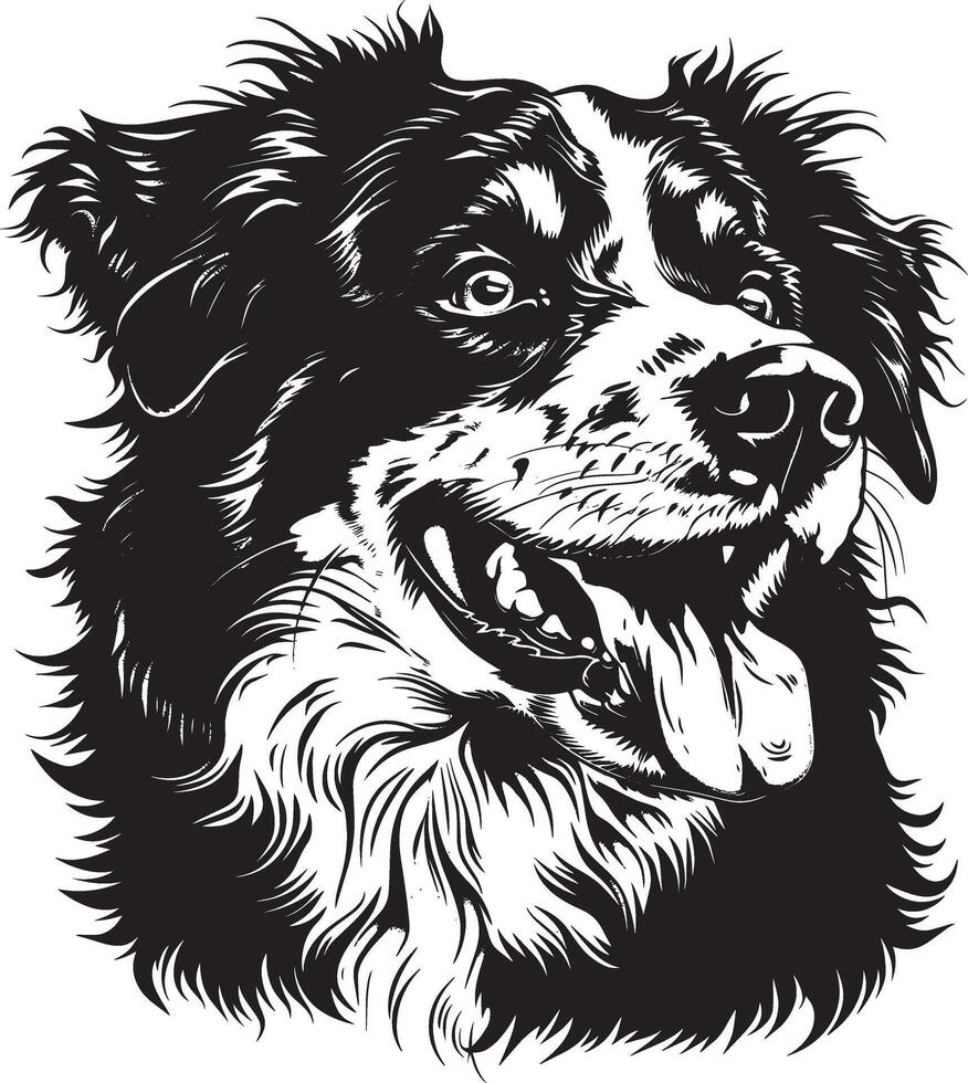 Australian Shepherd dog clipart, Australian Shepherd black vector