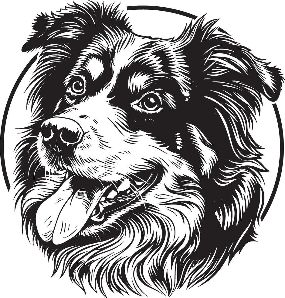 Australian Shepherd dog clipart, Australian Shepherd black vector