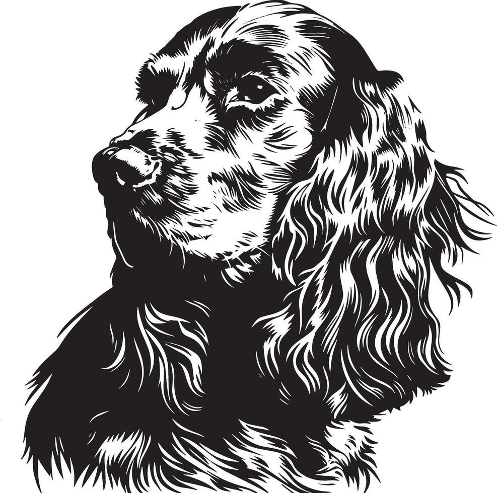 english Cocker Spaniel dog clipart, english Cocker Spaniel black vector