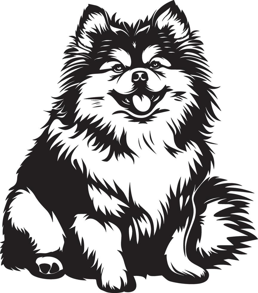 Keeshond dog clipart, Keeshond black vector