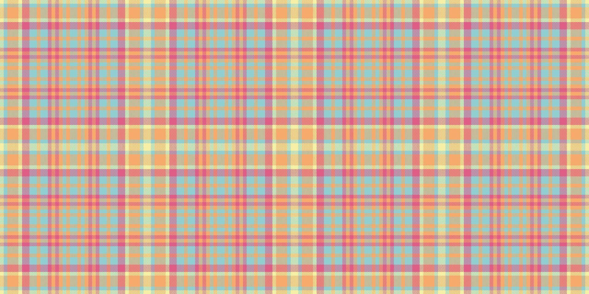 Long fabric check textile, royal seamless plaid. Tee texture tartan pattern background in orange and cyan colors. vector