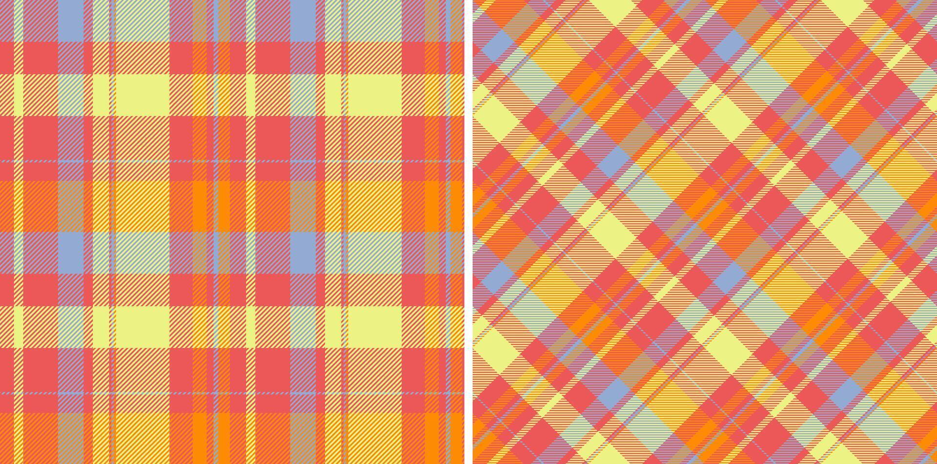 Texture background textile of tartan check plaid with a fabric seamless pattern. Set in rainbow colors. Buffalo fashion for a rustic look. vector