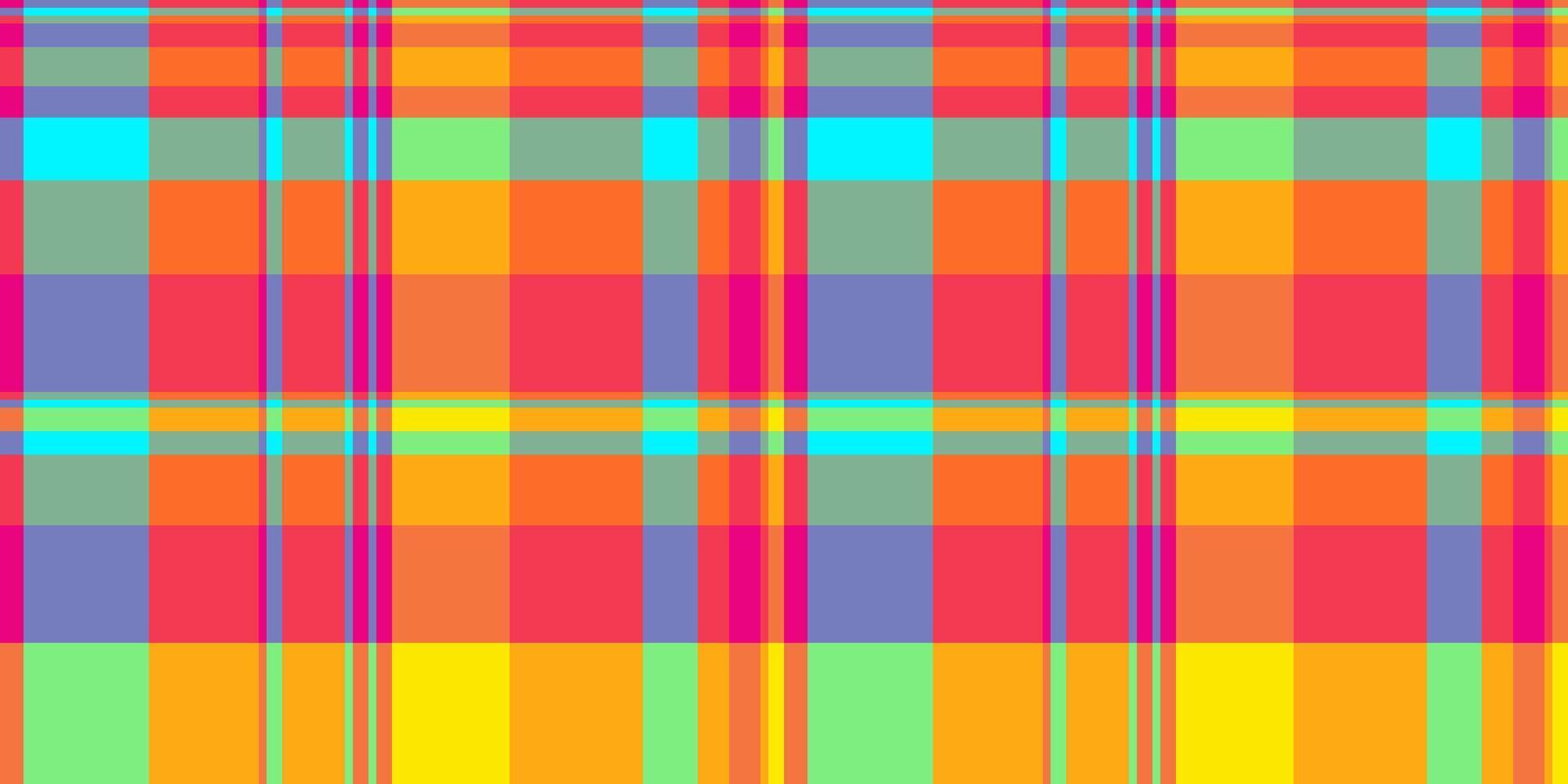 Sixties plaid fabric background, eps pattern textile texture. Kid seamless check tartan in bright and orange colors. vector
