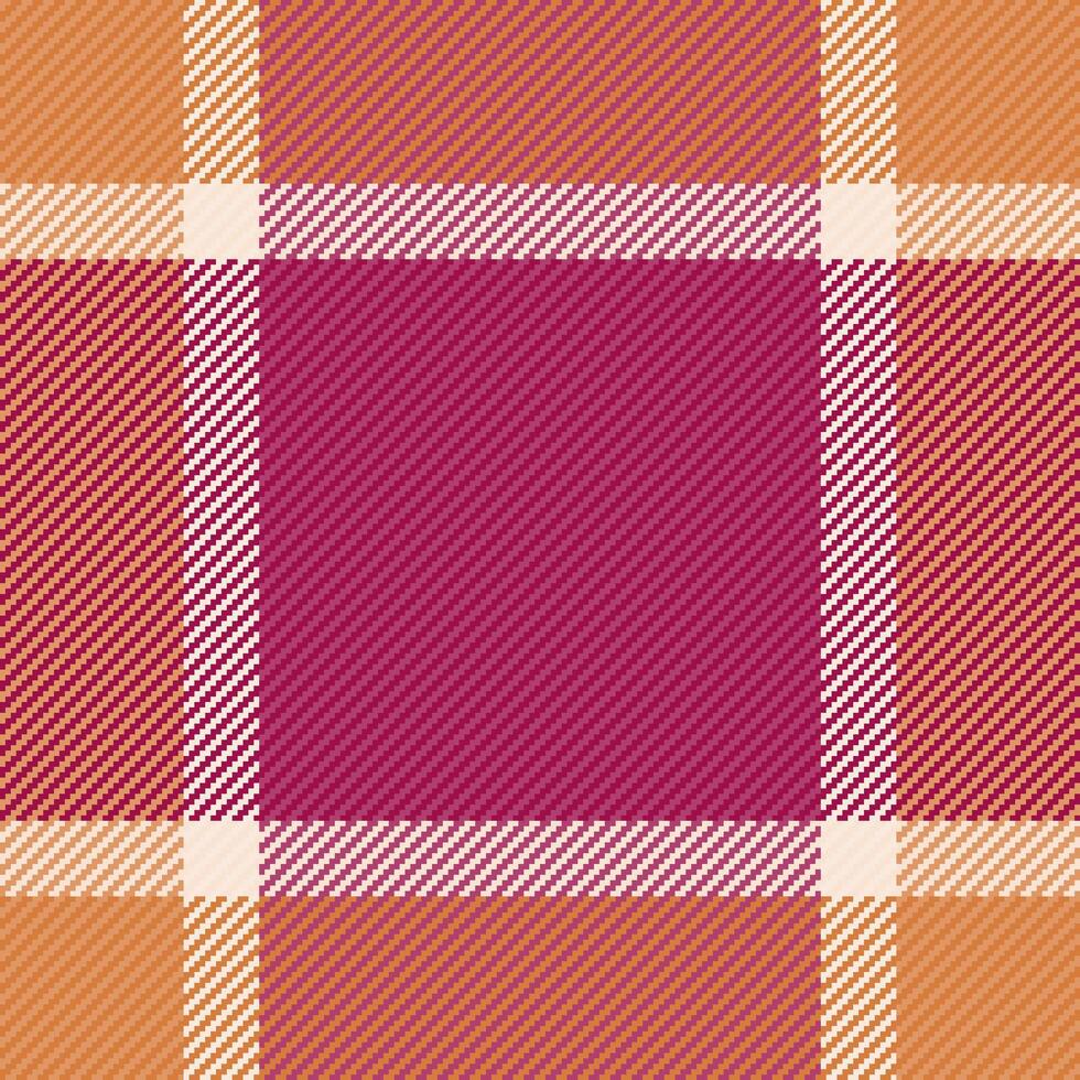 Glamor fabric background, ornamental textile pattern seamless. Golf texture check tartan plaid in pink and orange colors. vector