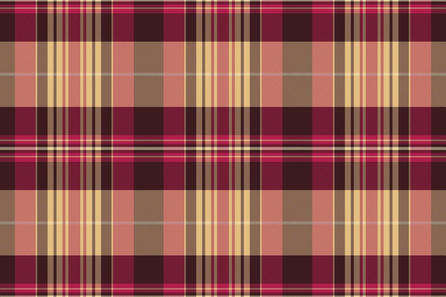 Christmas ornament check textile background, female seamless fabric texture. Gentle plaid pattern tartan in dark and amber colors. vector