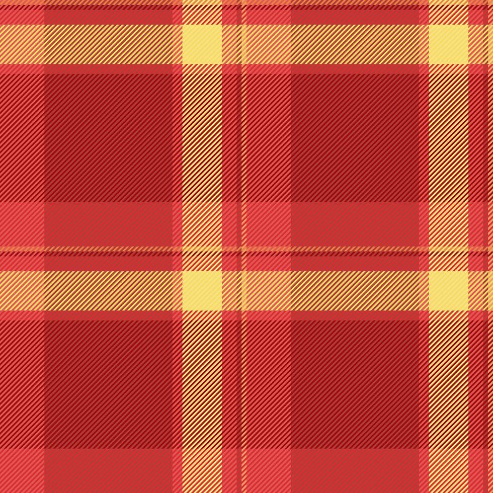 Popular background textile texture, lovely fabric check plaid. Tweed pattern seamless tartan in red and yellow colors. vector