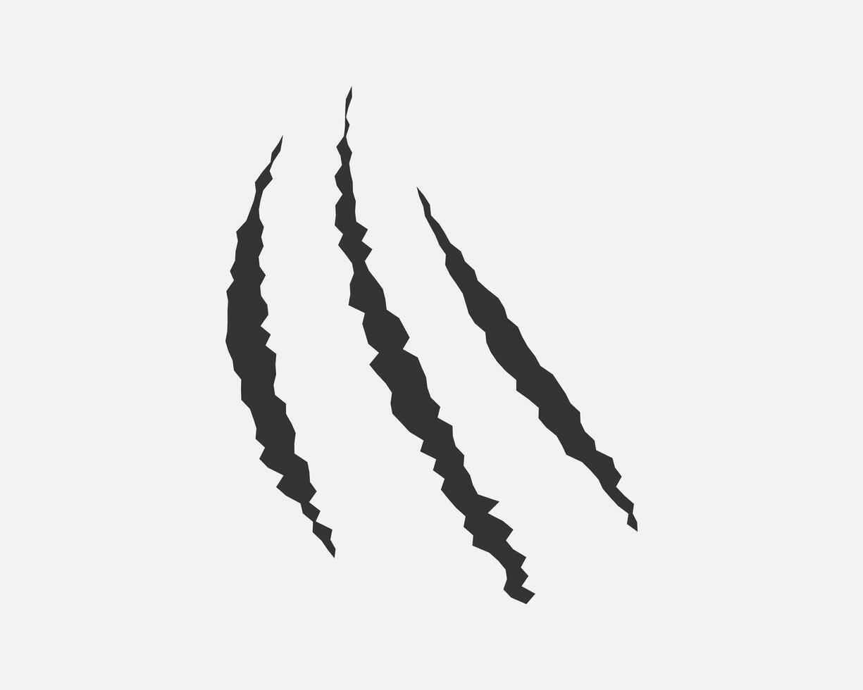 Claws scratches, animal monster mark design element, tattoo and decor for halloween. Black silhouette. vector