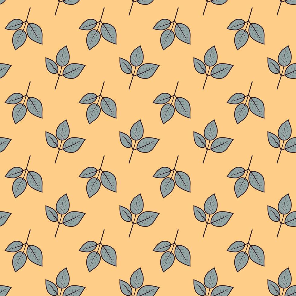 Hand drawn floral pattern design. Simple ornament with plant and leaf. vector