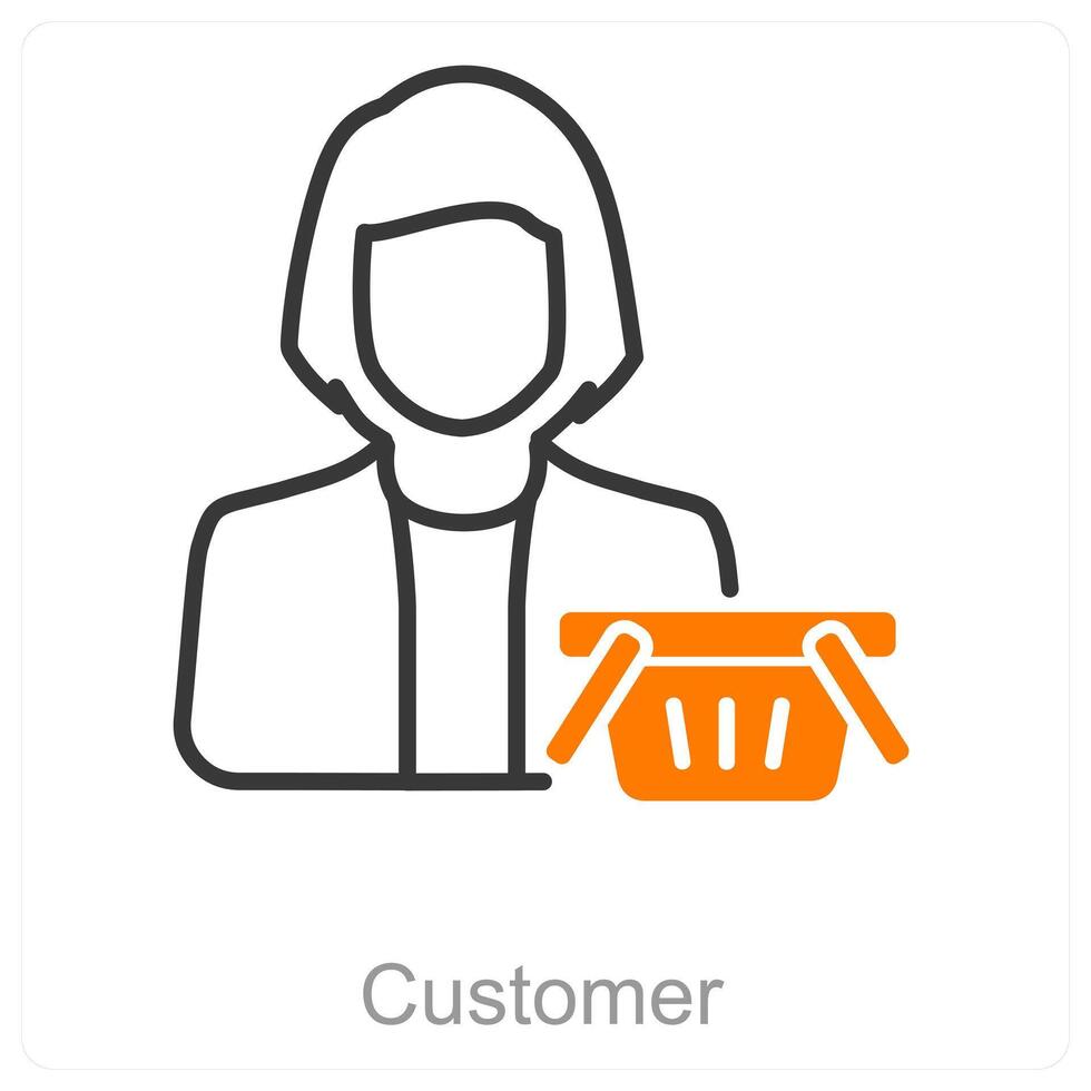 Customer and cart icon concept vector
