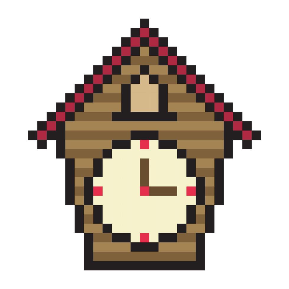 Cuckoo clock in pixel art style vector