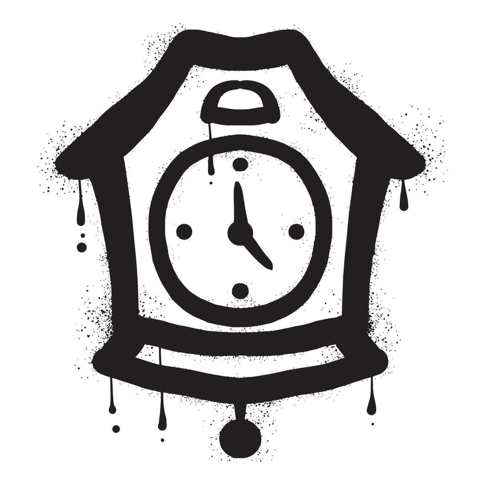 Chukoo clock with black spray paint graffiti vector