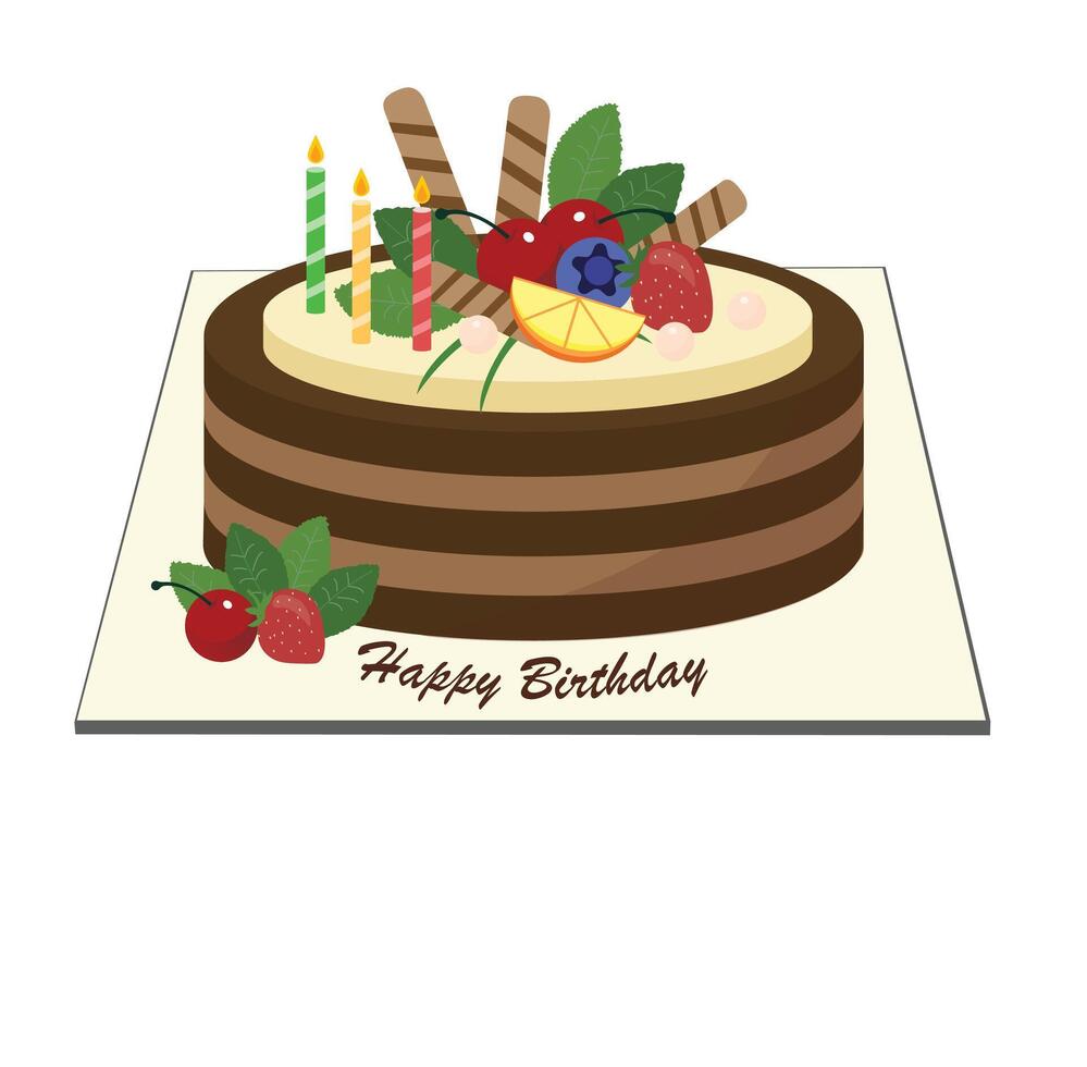 Birthday cake . Birthday party element. Flat in cartoon style isolated on white background. vector