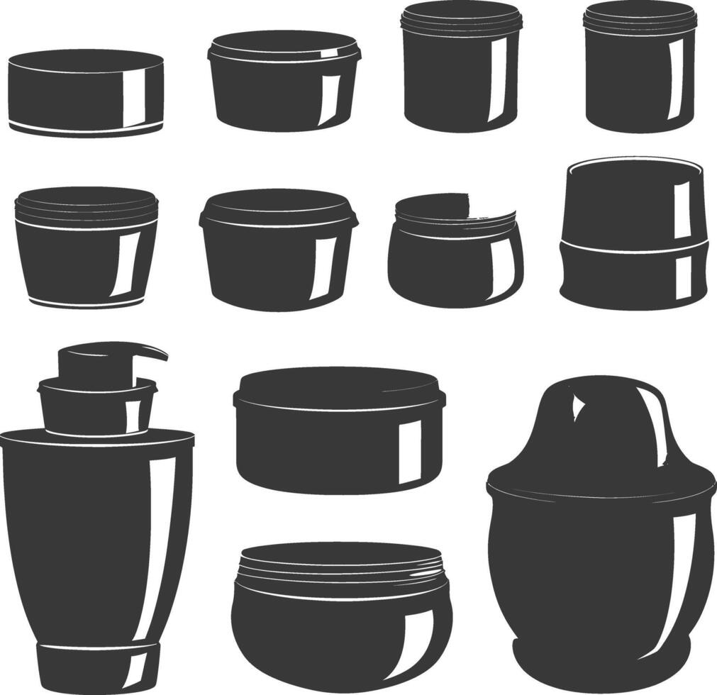 silhouette containers for cosmetics black color only vector