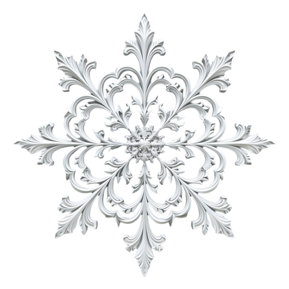 Snowflake, white, on transparent background png