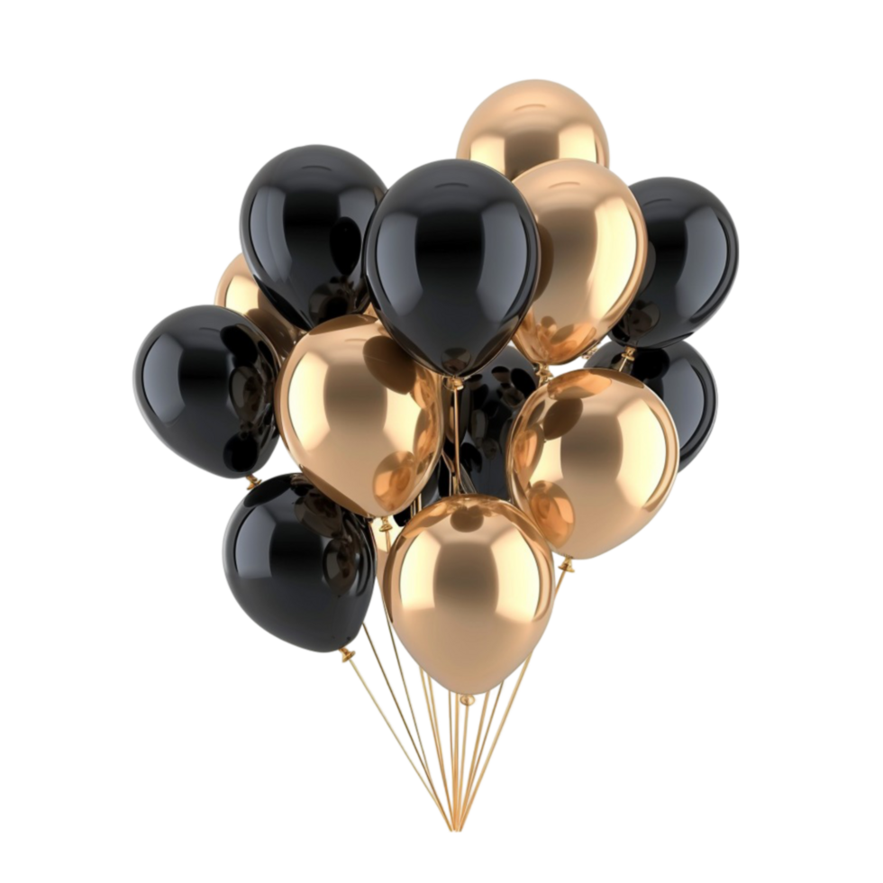 black and gold balloons on a white background png