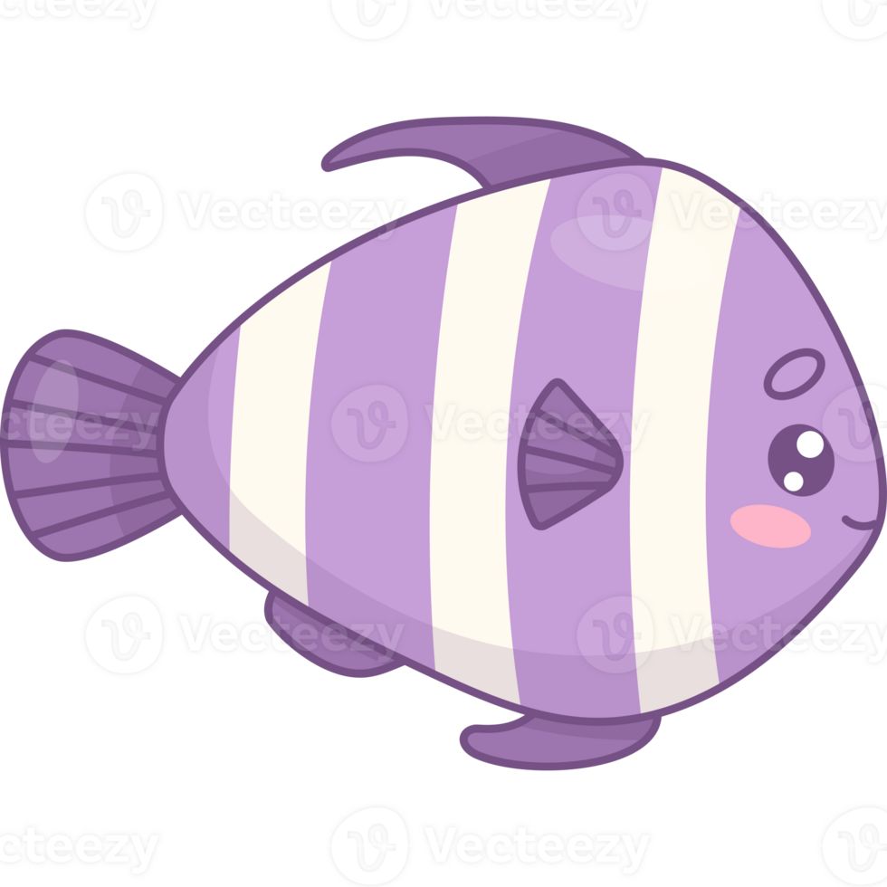 Striped fish cartoon kawaii character animal png