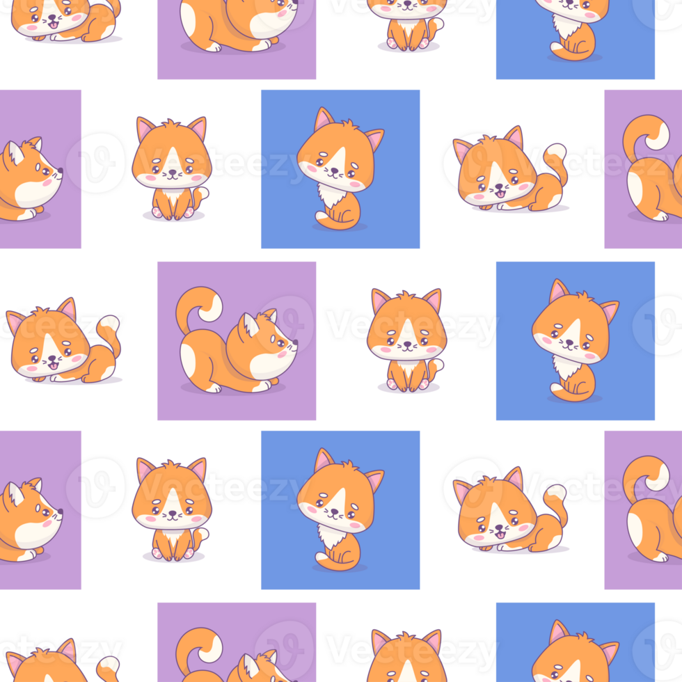 Seamless pattern with cats on colorful background. png