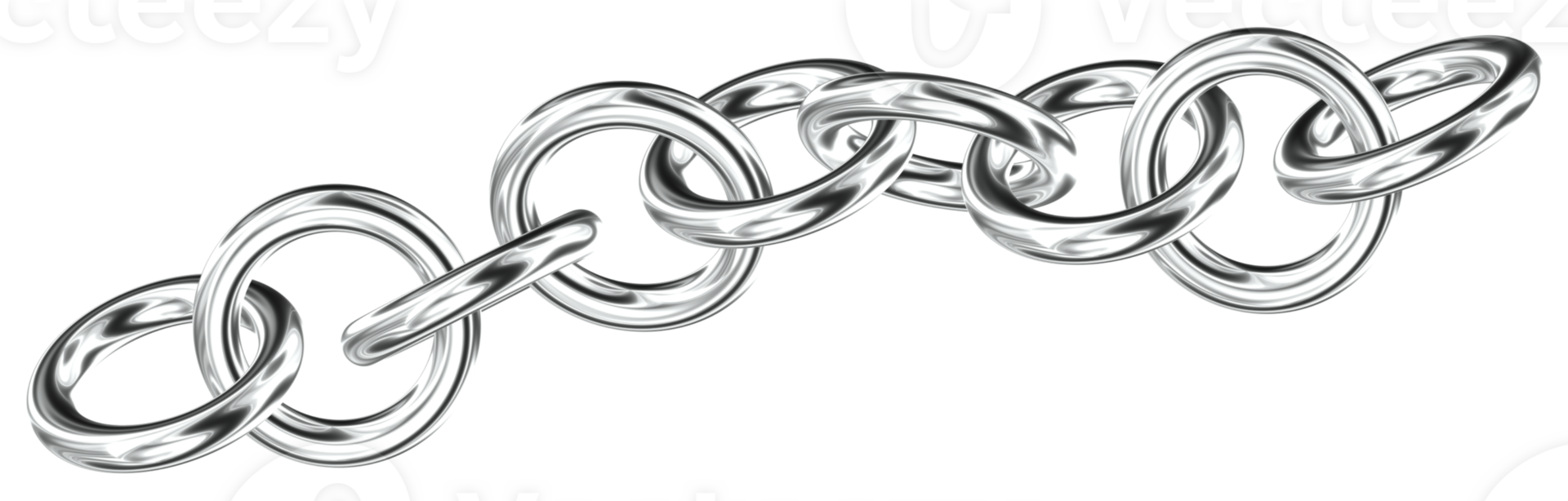 Chain 3D Y2K Silver Metallic Chrome Illustration png