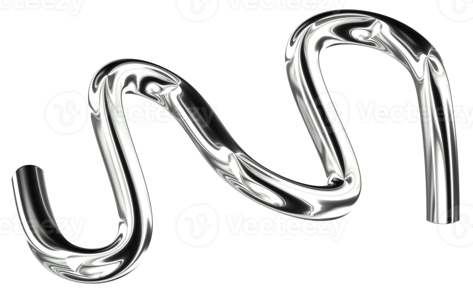 Tube Abstract 3D Y2K Silver Metallic Chrome Illustration png