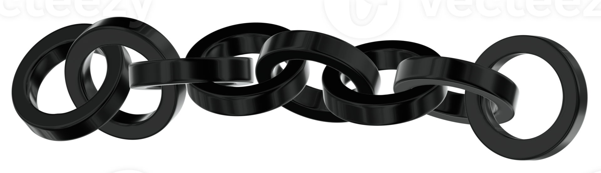 Chain 3D Y2K Black Metallic Chrome Illustration png