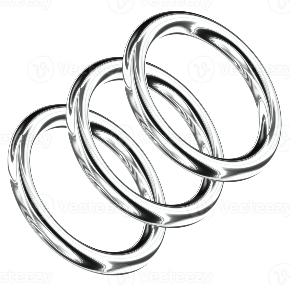 Rings Abstract 3D Y2K Silver Metallic Chrome Illustration png
