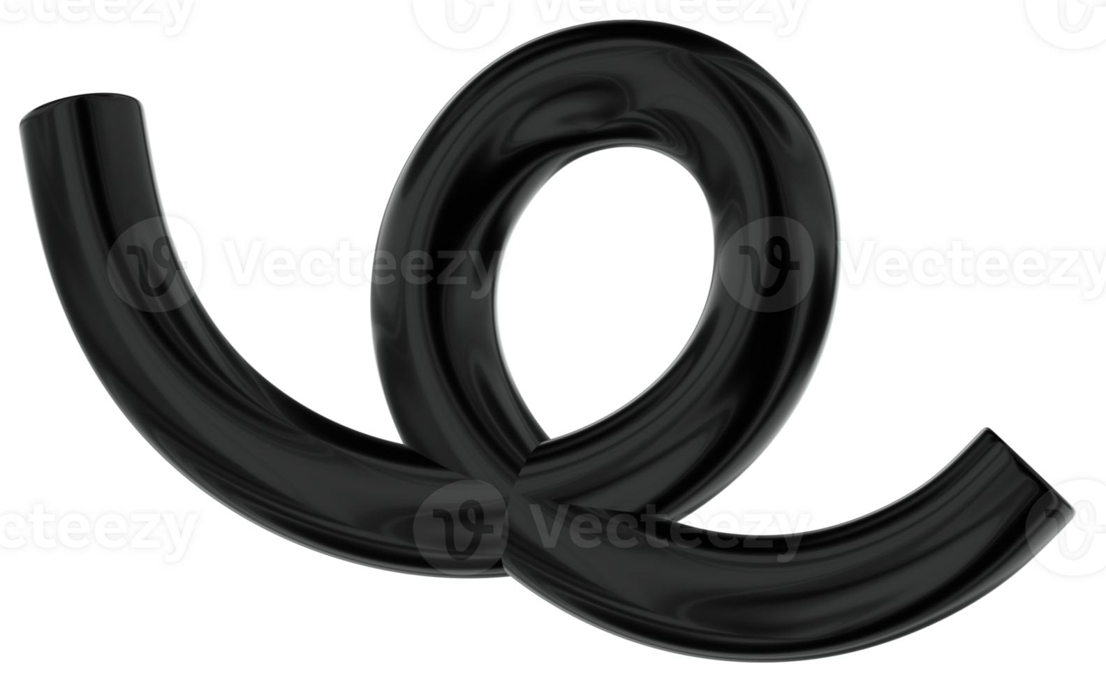 Tube Abstract 3D Y2K Black Metallic Chrome Illustration png
