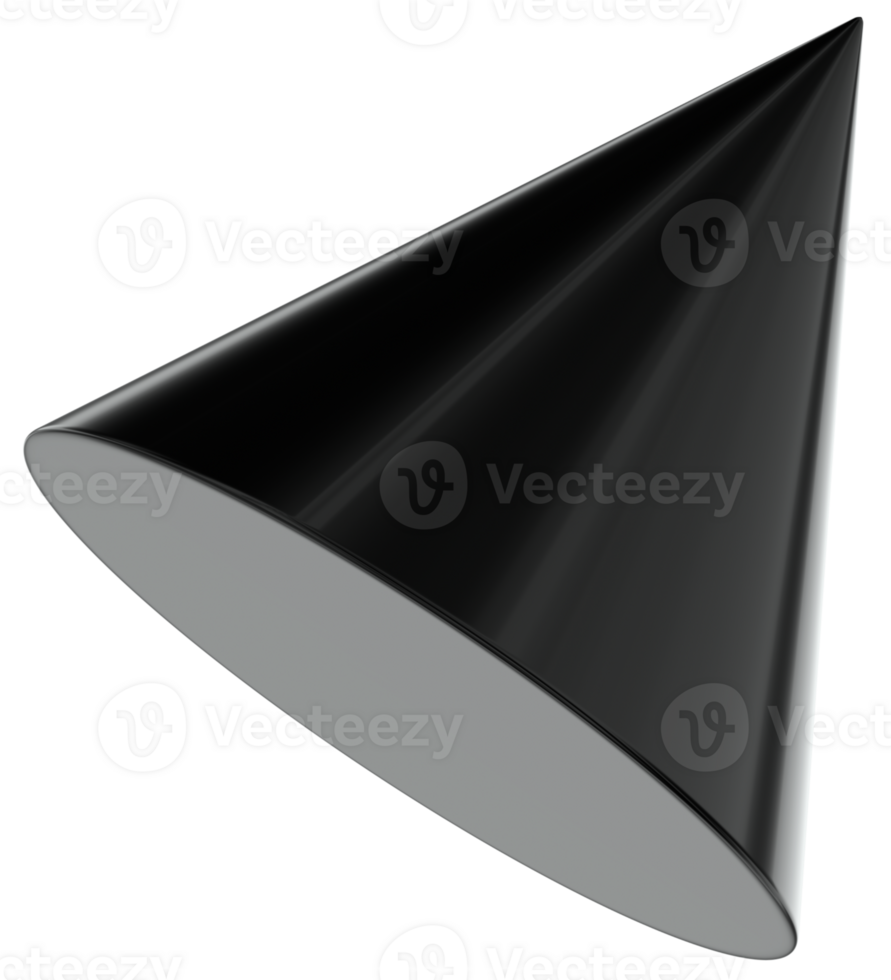 Cone Abstract 3D Y2K Black Metallic Chrome Illustration png