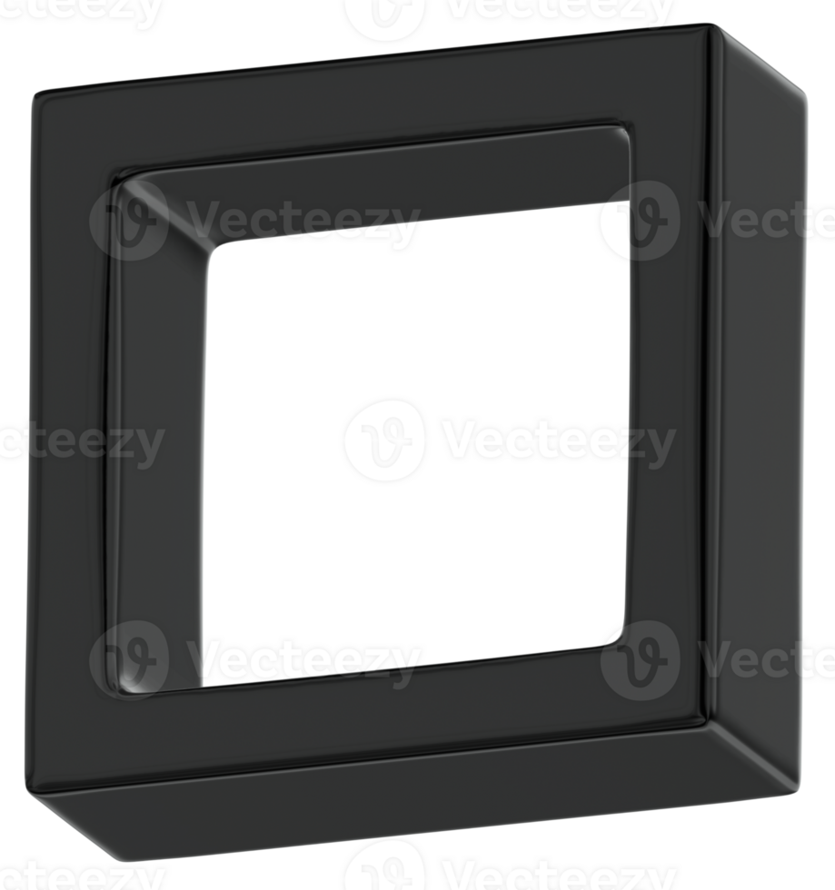 Square Abstract 3D Y2K Black Metallic Chrome Illustration png