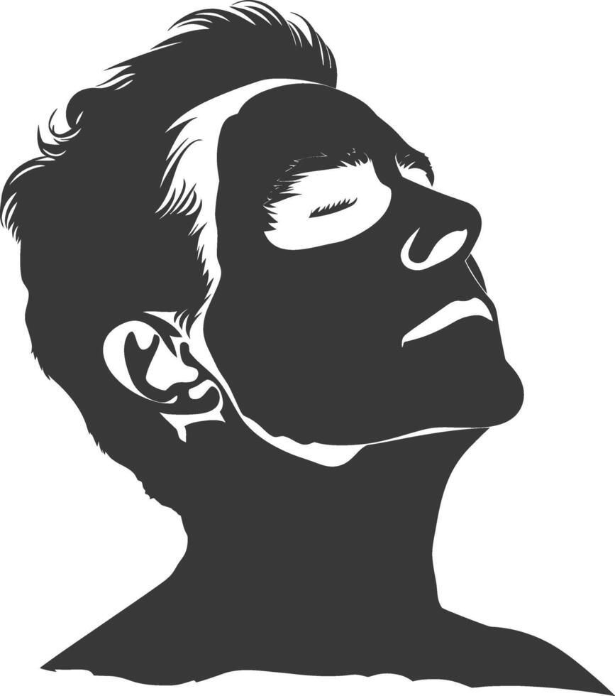 silhouette elderly man using beauty cosmetic face mask black color only vector