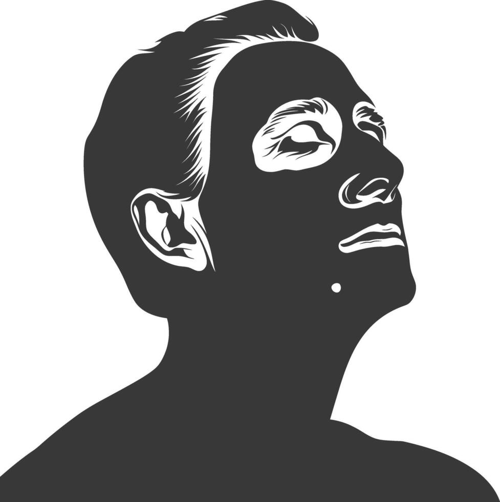 silhouette elderly man using beauty cosmetic face mask black color only vector