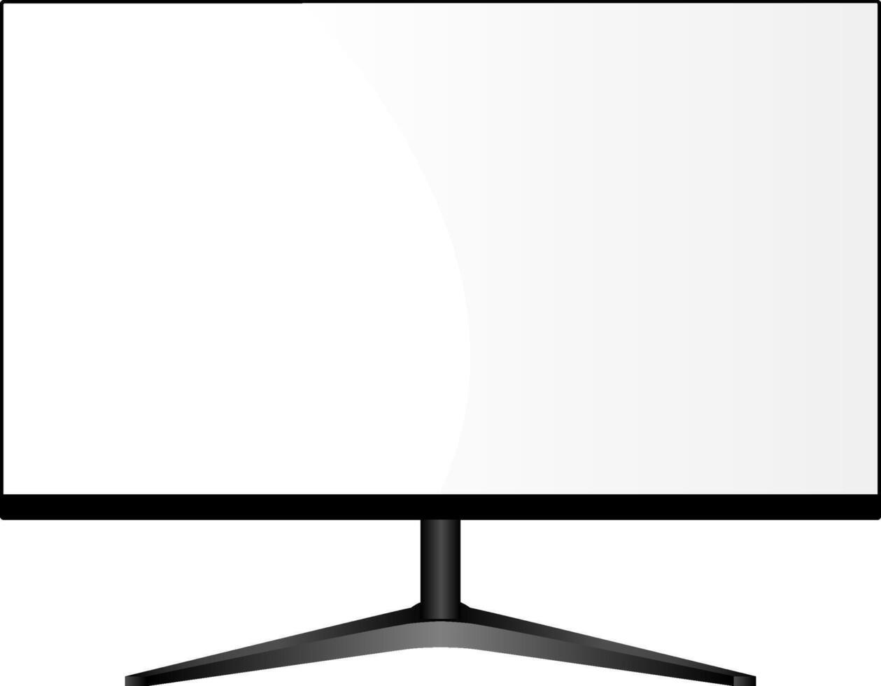 Wide Monitor on Stand. Lcd Televl.ision Display Mockup. Realistic Flat Multimedia Screen Illustration. High Definition Pc Desktop For Web Presentation Show. Modern Digital Pane vector