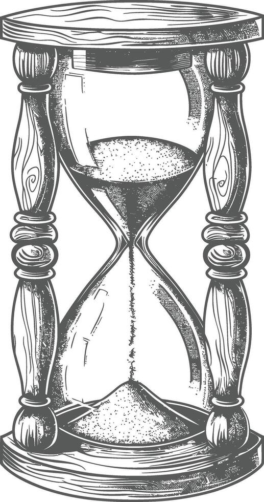 hourglass with engraving style black color only vector