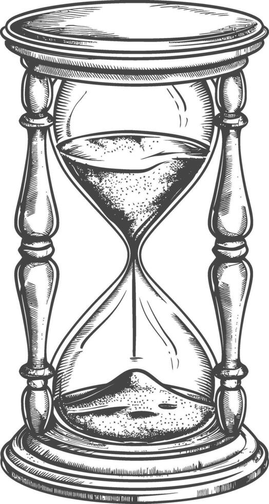 hourglass with engraving style black color only vector
