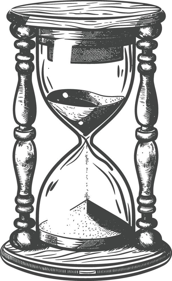 hourglass with engraving style black color only vector