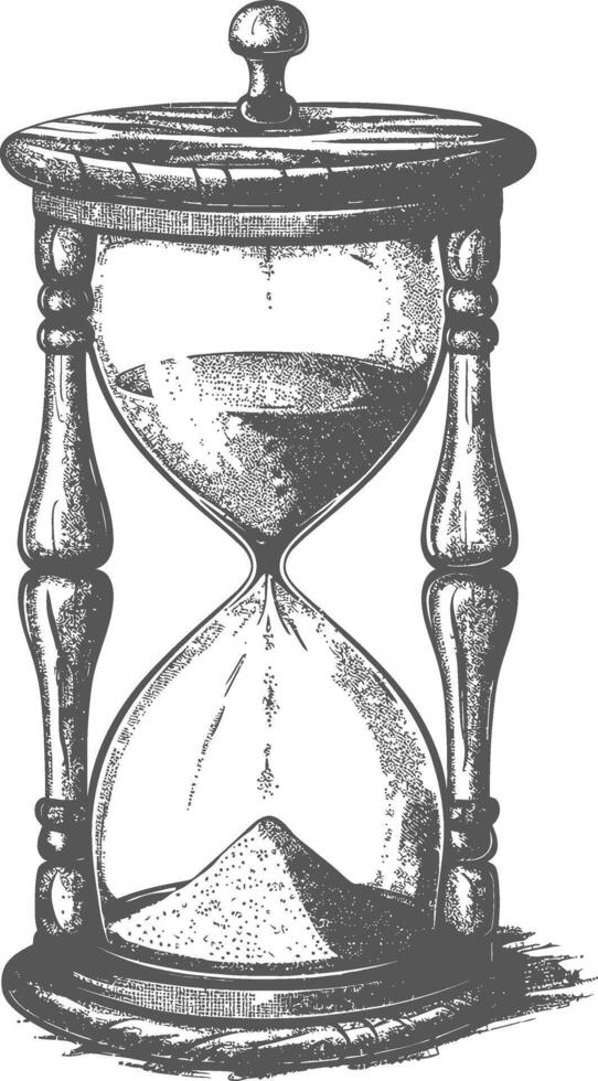 hourglass with engraving style black color only vector