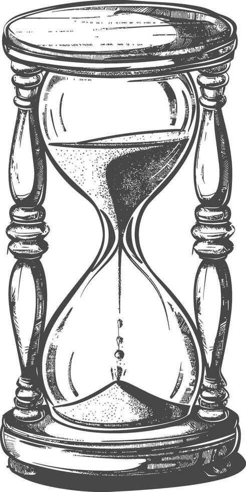 hourglass with engraving style black color only vector