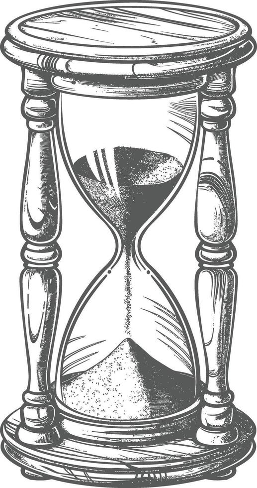hourglass with engraving style black color only vector