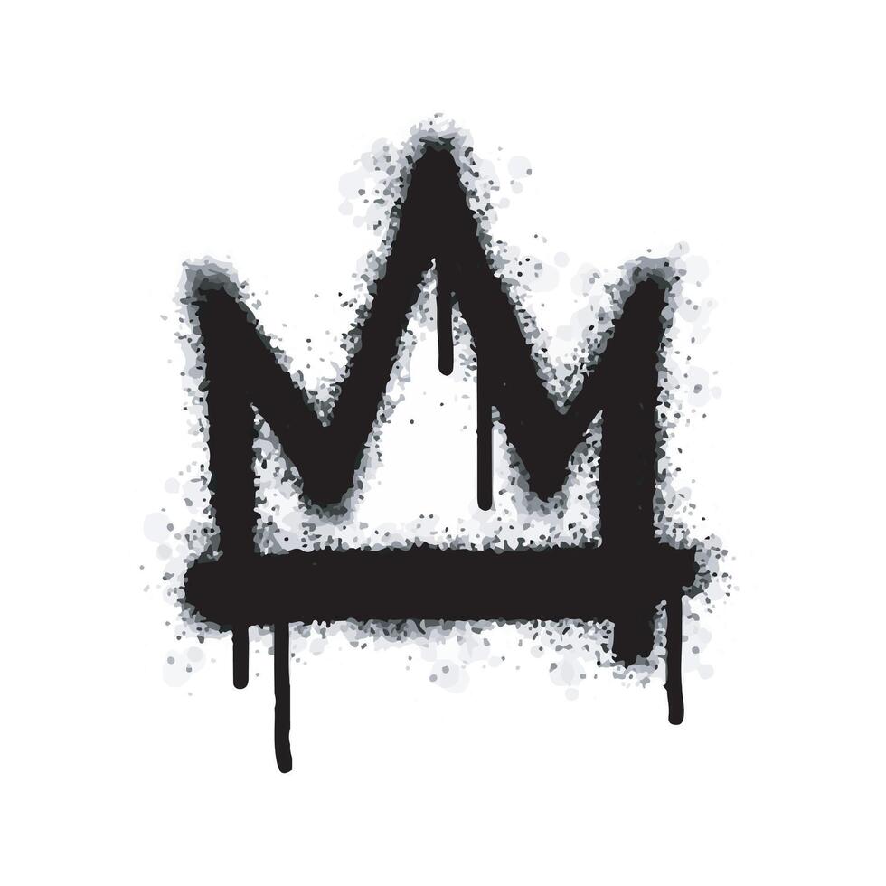 Spray painted graffiti crown sign in black over white. Crown drip symbol. isolated on white background. vector