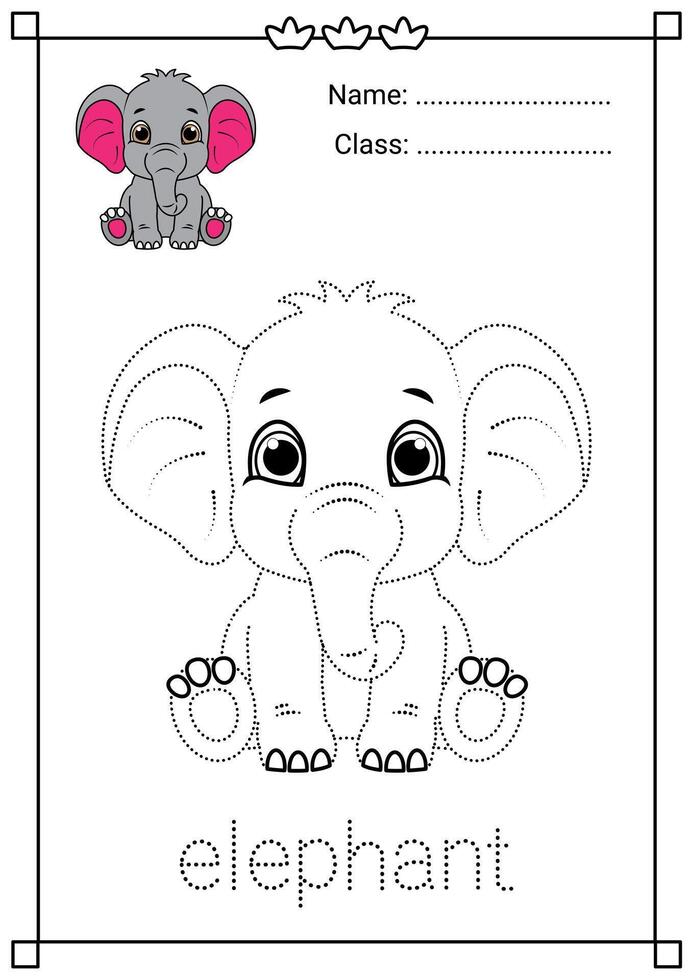 Cute Elephant Tracing and Coloring Worksheet for Kids 46013111 Vector Cute Elephant Tracing and Coloring Worksheet for Kids 46013111 Vector