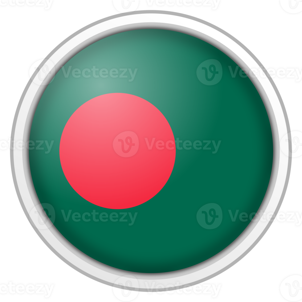 Bangladesh circle glossy 3d flag. country flag button. png