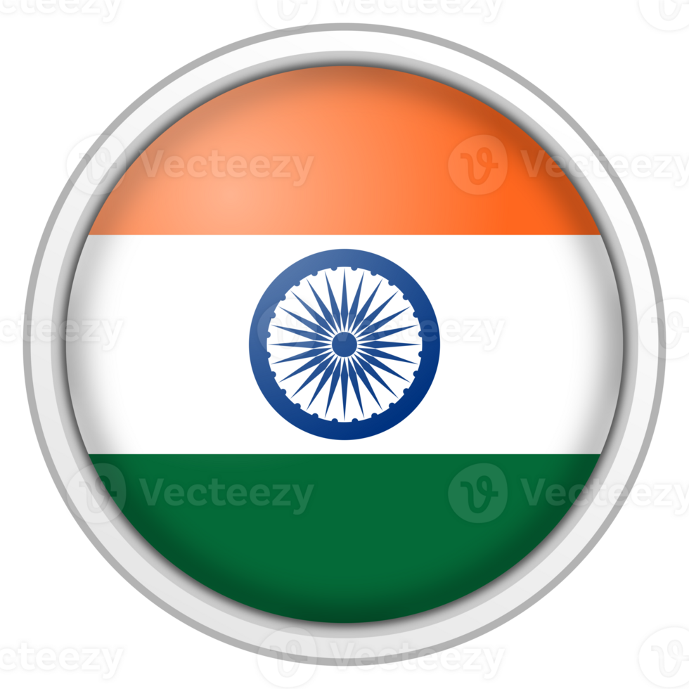 India circle glossy 3d flag. country flag button. png