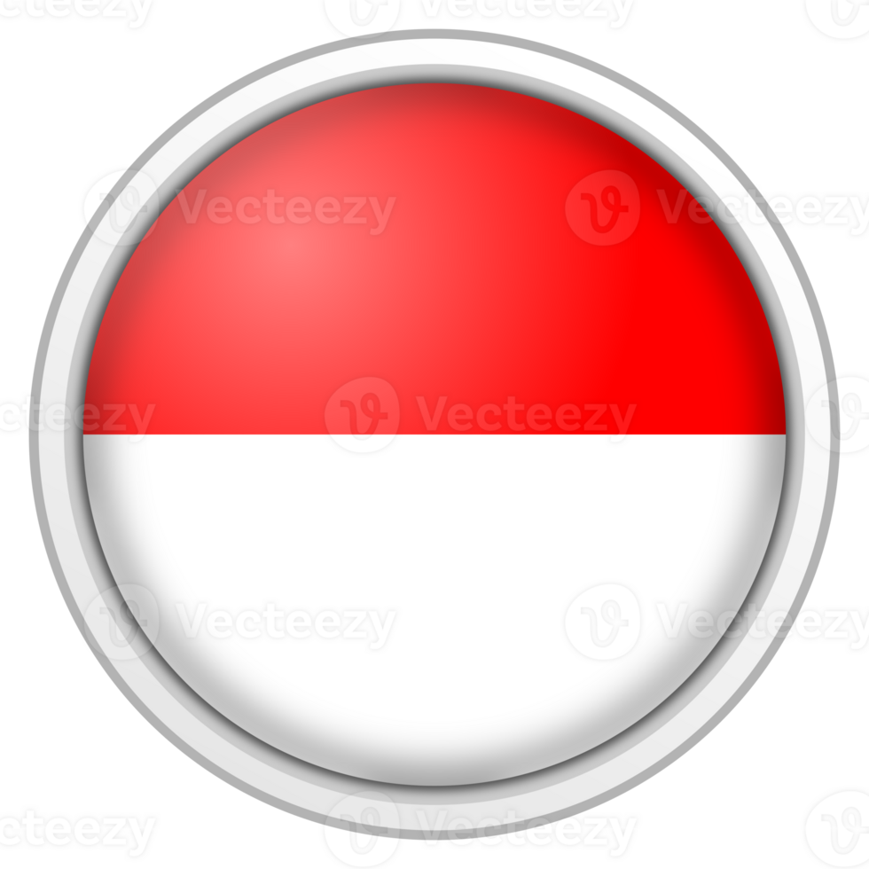 Indonesia circle glossy 3d flag. country flag button. png