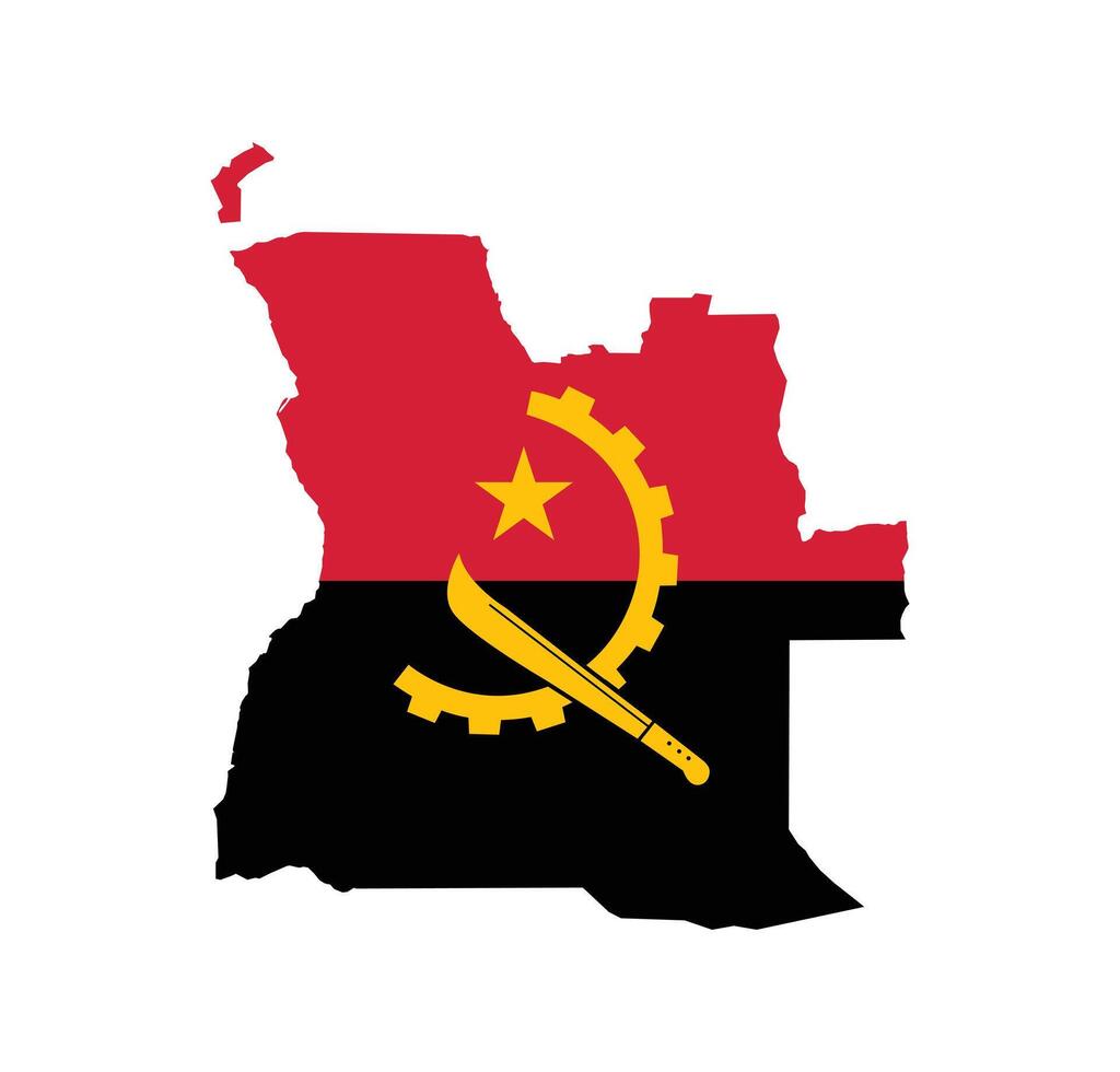 Angola Map. Map of Angola with national Flag. vector