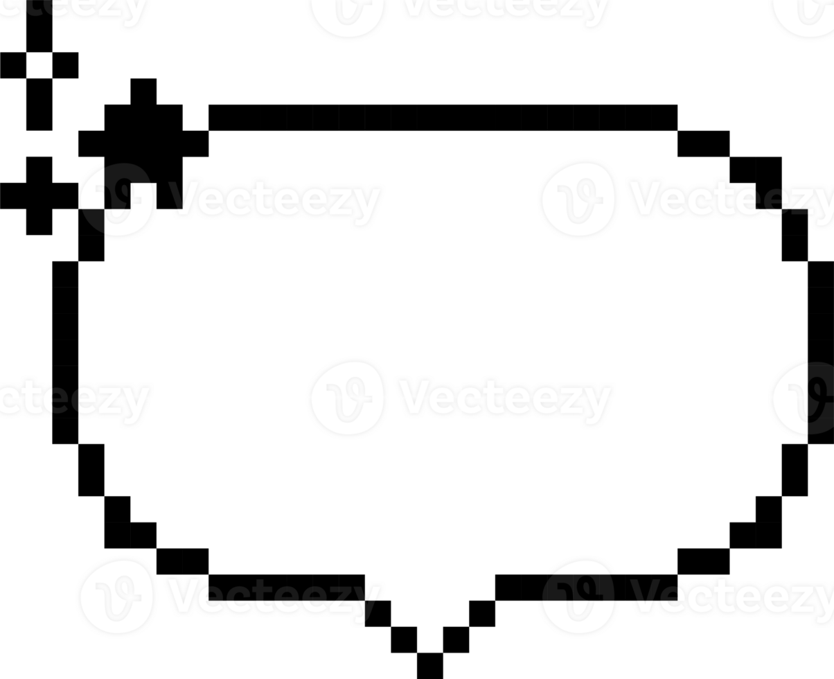 8bit retro game pixel speech bubble balloon icon sticker memo keyword planner text box banner png