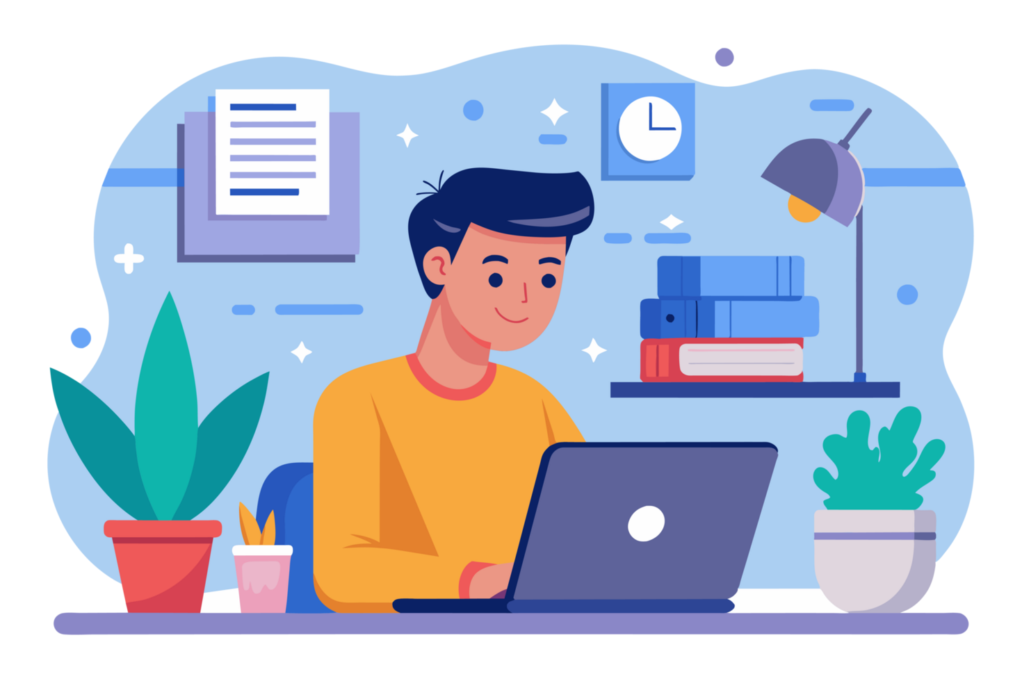 illustration man working on laptop png