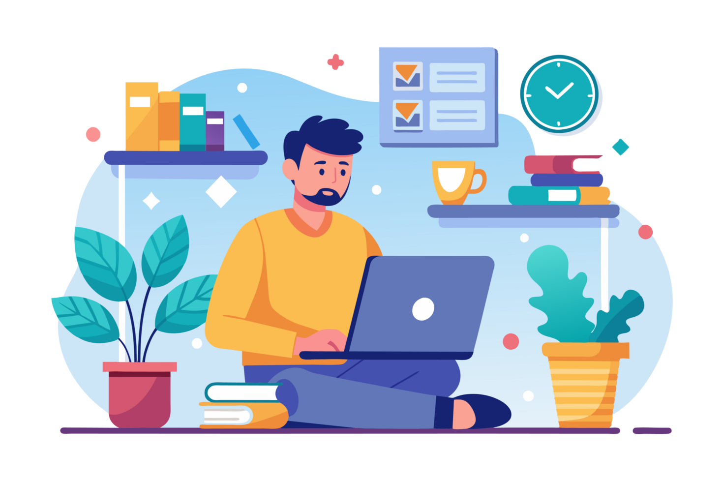 illustration man working on laptop png