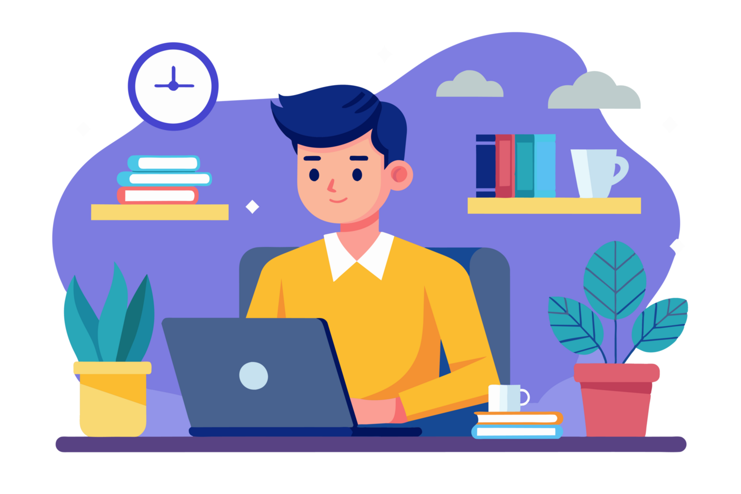 illustration man working on laptop png