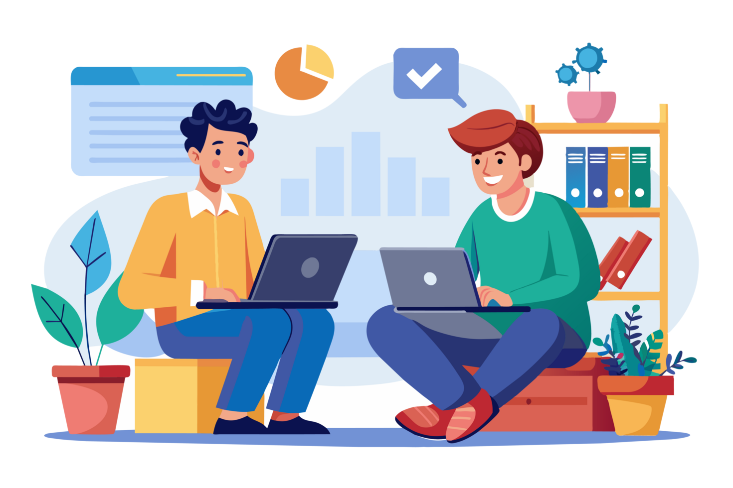 illustration man working on laptop png