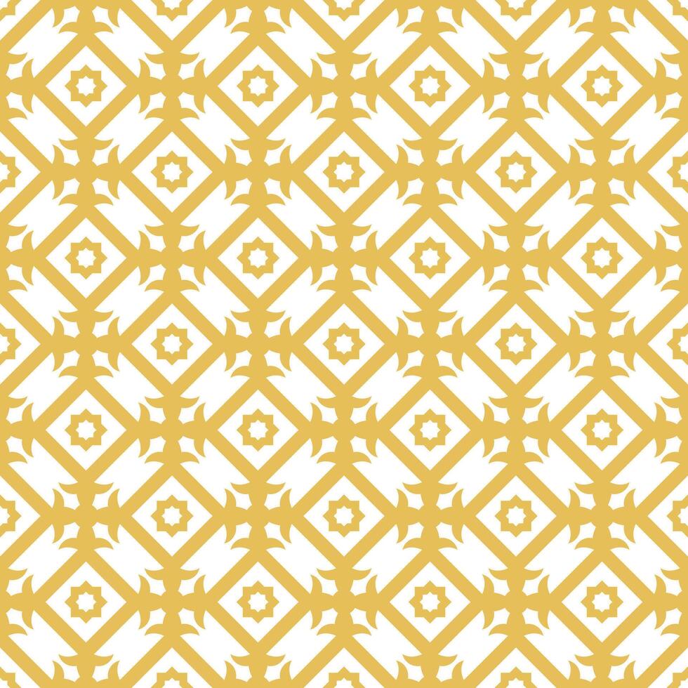Arabic geometric mosaic printable seamless pattern with abstract Moroccan print in blue and orange colors. Ramadan Kareem Traditional Islamic art Illustration background vector